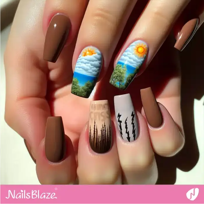 Drought and Raising Water Issues Nail Design | Climate Crisis Nails - NB2669